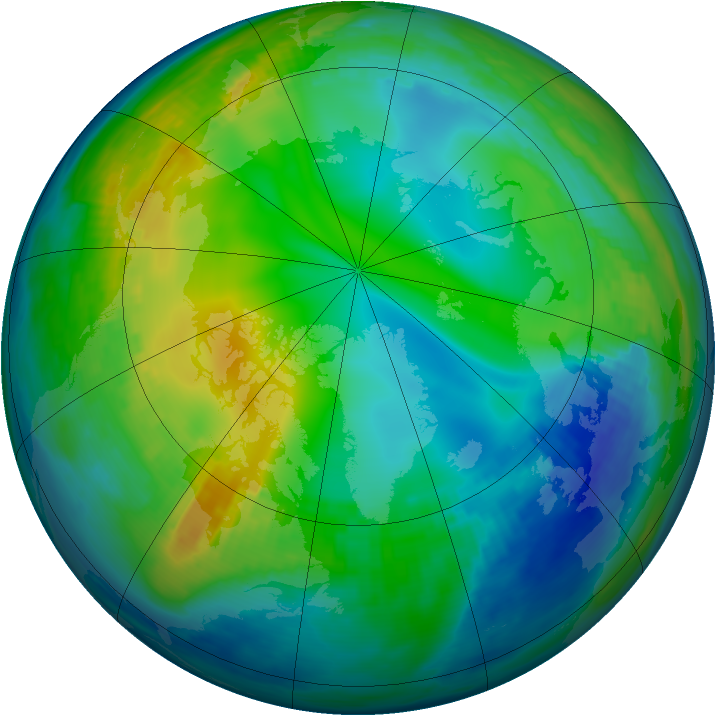 Arctic ozone map for 28 November 1988